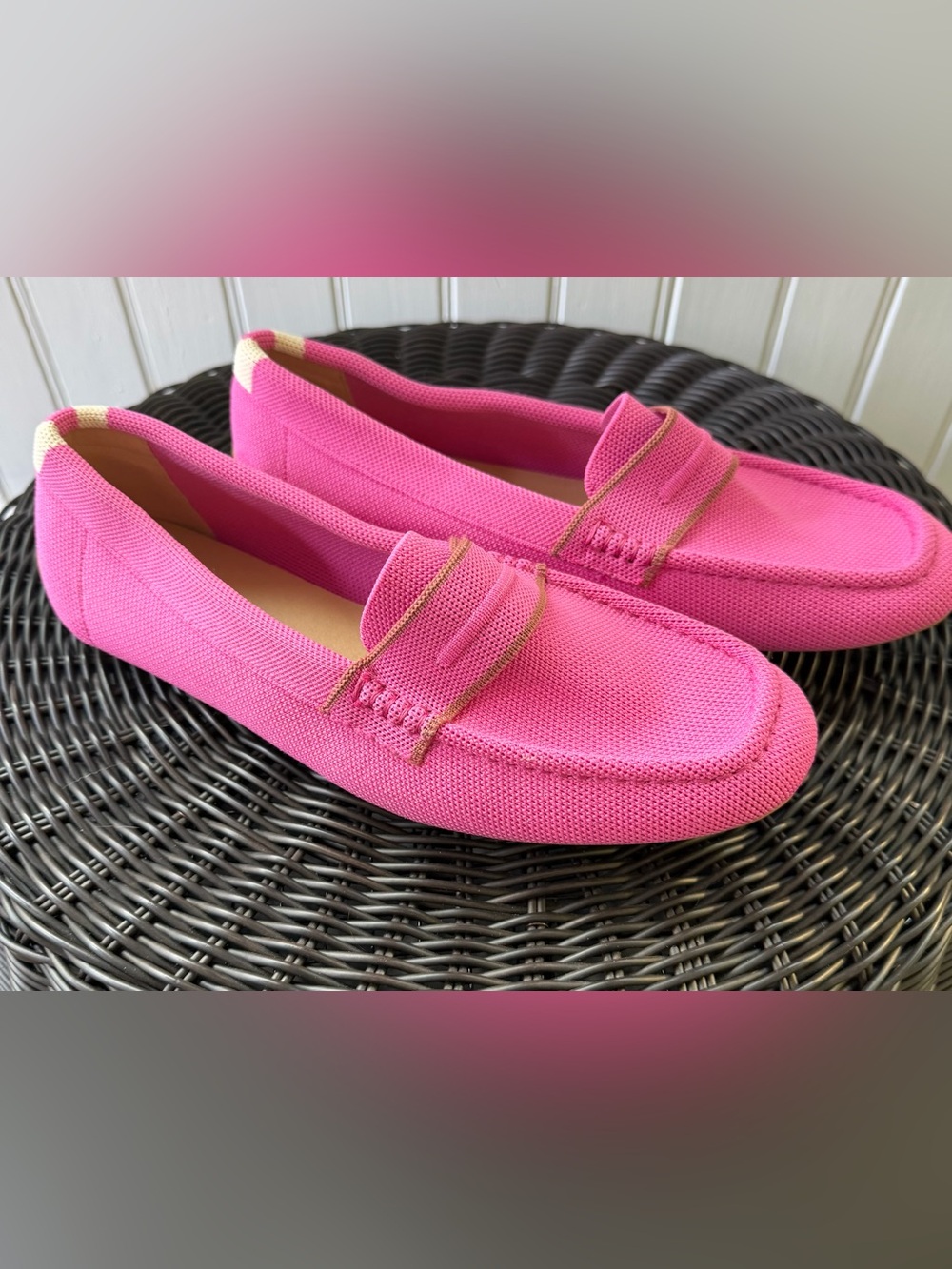Bright Pink Women's Slip-On Driving Moccasin - Casual Knit Flats